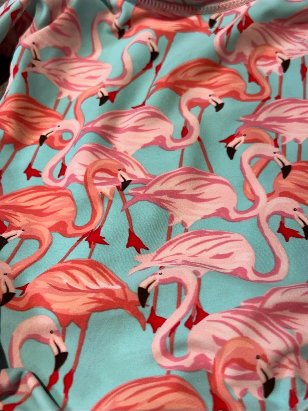 Ruffle Butts Pink Flamingo One-Piece Swimsuit - Aqua & Pink